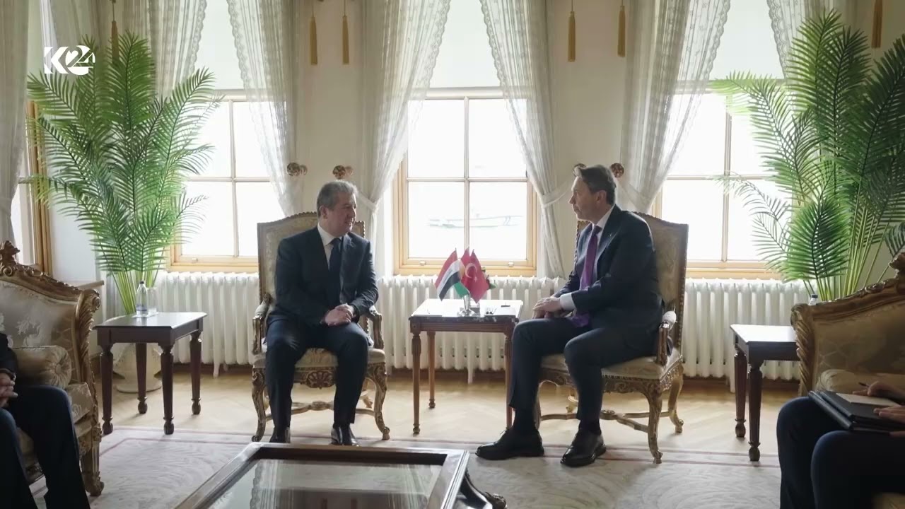 ڤیدیۆ | سەرۆکوەزیران مەسرور بارزانی لەگەڵ ئەلپئەرسەلان بەیرەکتار وەزیری وزەی تورکیا کۆبووەوە