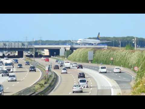 Airplane over autobahn