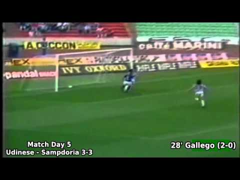 Serie A 1989-1990, day 5: Udinese - Sampdoria 3-3 (Gallego goal)
