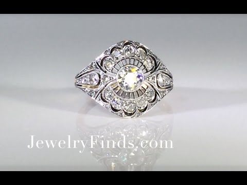 Rare 1.41ct t.w. 1900's Lacey Old European Cut Diamond Ring 18k Sterling Silver