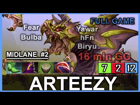 Arteezy Venomancer + Fear + Bulba vs Biryu + Yawar + hFn | Ranked Full Game