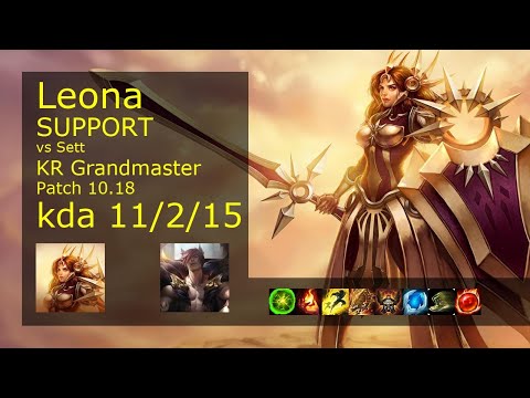 Leona Support vs Sett - KR Grandmaster 11/2/15 Patch 10.18 Gameplay // [롤] 레오나 vs 세트 서폿