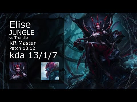 Elise Jungle vs Trundle - KR Master 13/1/7 Patch 10.12 Gameplay // [롤] 엘리스 vs 트런들 정글