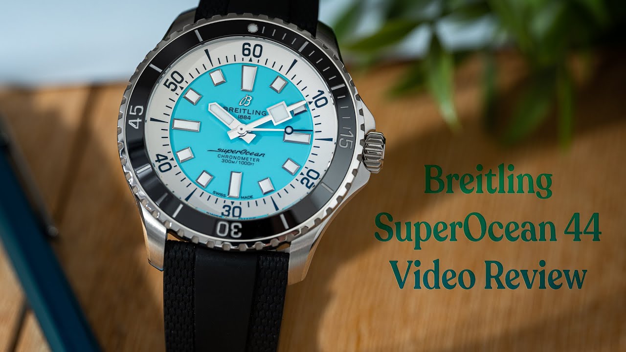 Breitling SuperOcean 44 diving watch on wrist, bezel and dial visible