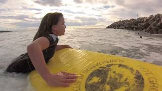 preview picture of video 'Narooma Numnutz swim treacherous bar'