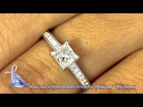 ER-1115 - 1.29 Carat D-VS1 Certified Princess Cut Diamond Engagement Ring 18k White Gold