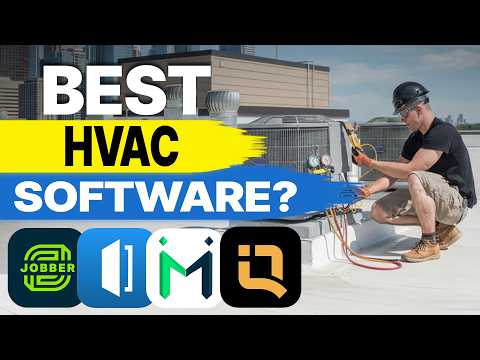 The video provides a comparative review of top HVAC CRMs, prominently featuring Markate alongside competitors like Jobber and Housecall Pro.