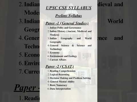 UPSC PRELIMS SYLLABUS 2025/2026