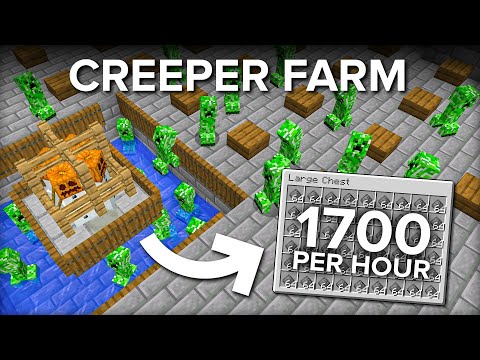 Minecraft Creeper Farm - No Cats, No Redstone - 1700+ Gunpowder Per Hour!
