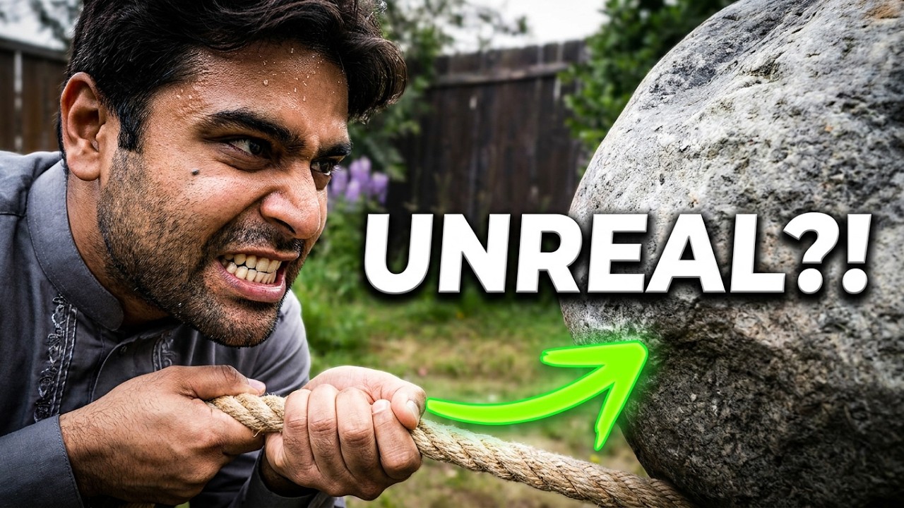 Unreal Strength! Can He Move This Massive Boulder? Higgsfield AI💪🪨