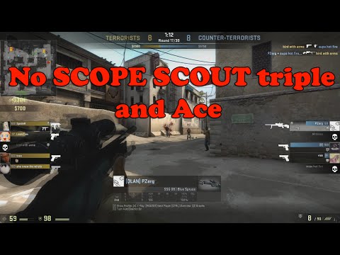 CS:GO - No scope triple scout and Ace with 1 hp