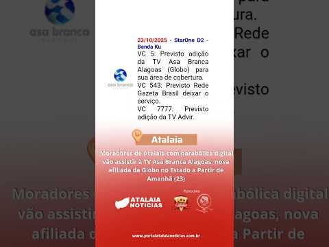 Moradores de Atalaia com parabólica digital vão assistir à TV Asa Branca Alagoas amanhã