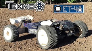 Tekno ET48 on a backyard track with 1800KV Sensored Motor/Hobbywing 150a ESC/4s 6500 mah 70C Lipo