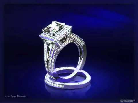 2.46Ct Princess Cut Split Shank Engagement Ring in White Gold