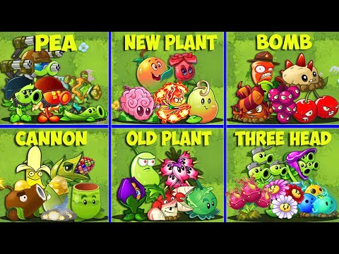 6 Team Plants PEA x NEW x BOMB x CANNON x OLD x THREE - WHo Will WIn? - Pvz 2 Team Plant Battlez