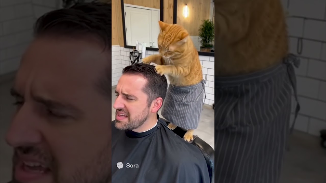 Sora 2 Cat Works as a Barber
