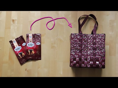 How to make a bag from coffee bags - Upcycling plastic coffee bags - Waste material craft idea