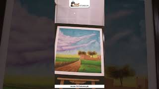 Handmade Landscape Wall Painting Village Scenery in Pakistan | Peaceful Canvas Art for Living Room &amp;amp; Kids Room Decor