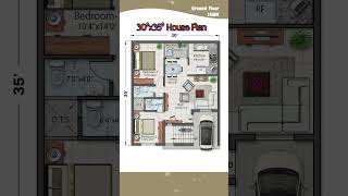 Download lagu 30'× 35' House Plan, 2BHK, 30 by 35 Home Plan, 30*35 House Design with Car Parking, #indianstyle mp3