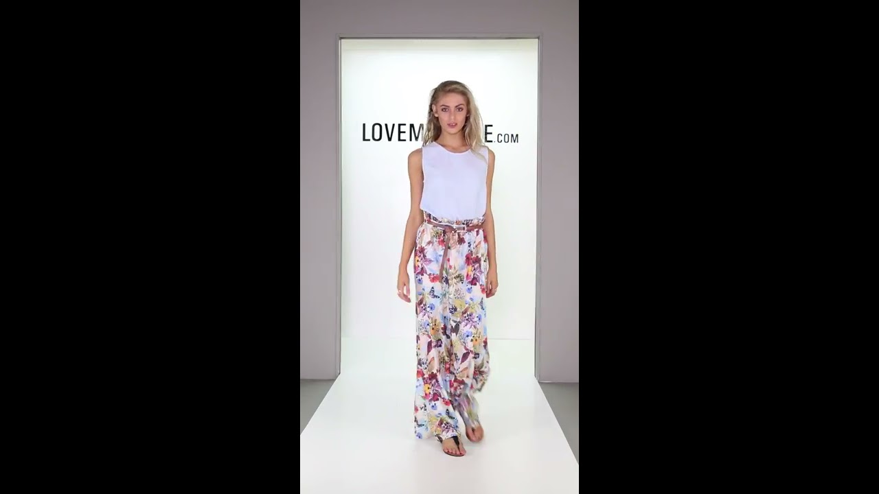 LYDC London Floral Maxi Skirt with Belted Reverse Peplum Waist