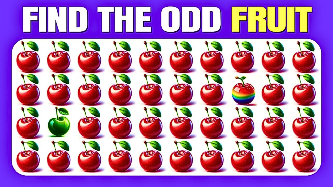 Find the ODD One Out - Fruit Edition 🥝🍓🍒| Easy, Medium, Hard - 30 Ultimate Levels