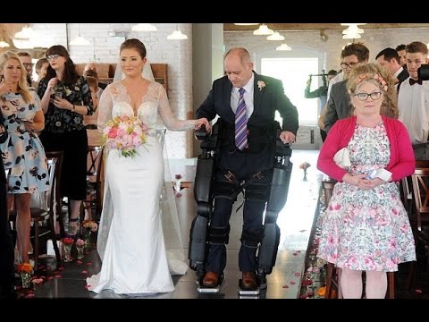 Father paralysed from the waist down fulfils his dream of walking with the help of pair of bionic le