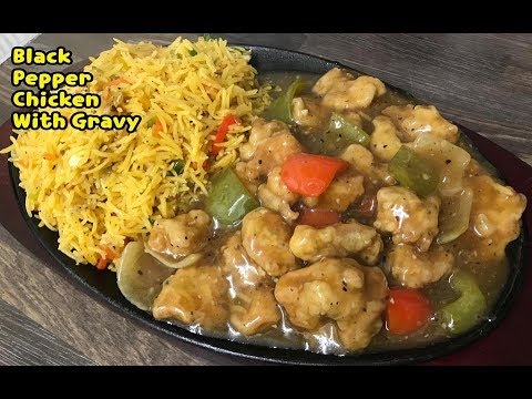 Chinese Black Pepper Chicken With Gravy And Masala Fried Rice /Complete Recipe By Yasmin's Cooking Video