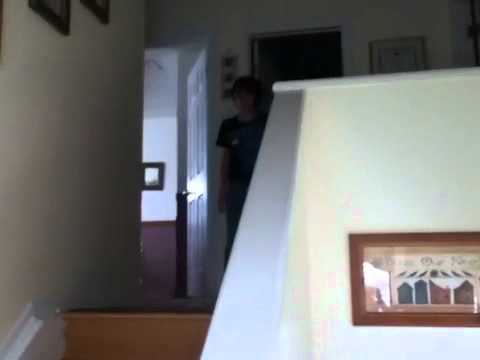 Slow-mo jumping down stairs