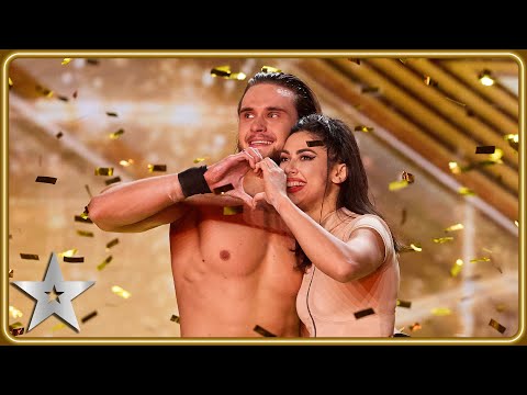 AERIAL ROLLER SKATE Duo Stardust score Simon Cowell's GOLDEN BUZZER | Auditions | BGT 2024