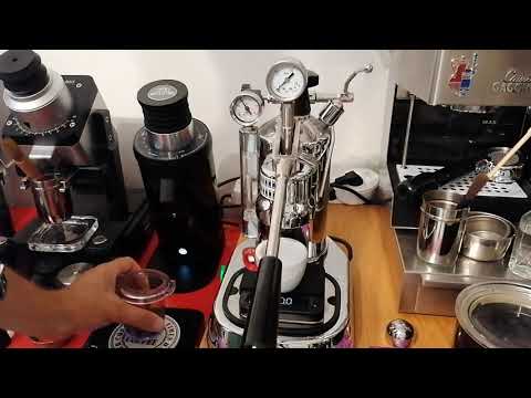 G-Iota Coffee Grinder and La Pavoni naked espresso extraction