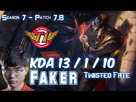 SKT T1 Faker TWISTED FATE vs ZED Mid - Patch 7.8 KR Ranked
