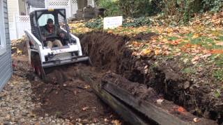 preview picture of video 'Excavating for retaining wall by removing railroad ties Glen Rock, Pa York County Ryan's Landscaping'