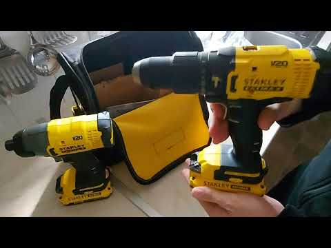 Stanley Fatmax V20 Hammer Drill and Impact Driver twin pack unboxing and try SFMCK465D2S