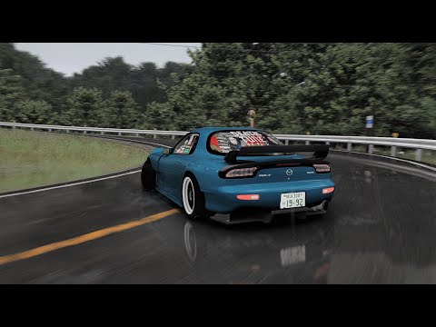Mazda RX-7 - Drifting in heavy rain - Assetto Corsa || Realistic graphics