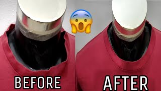How to reshape roundneck collar / Cara mudah betulkan kolar tshirt roundneck
