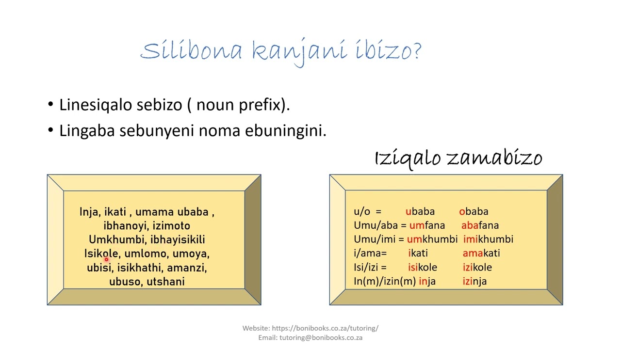 IsiZulu Lesson 1 Amabizo  (Nouns)