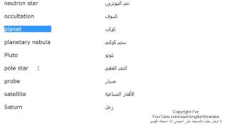 تعلم اللغة الانجليزية الدرس 168 كلمات ومفردات تخص علم الفلك باللغة الانجليزية الجزء 5