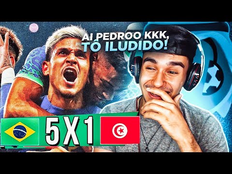 REACT - 5x1 BRASIL AMASSA A TUNÍSIA E PEDRO FAZ GOLAÇO! ⚽ | Paródia Ela é da Bagaceira | FutParódias