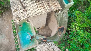 Build TreeHouse And Water Slide To Underground Swimming Pools