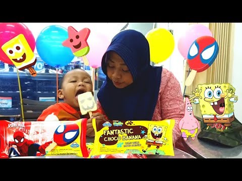Es Krim Spiderman + Spongebob !! Nyobain Ice Cream Campina