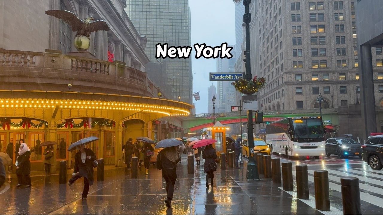 New York Rain 4k Walking Tour Manhattan Morning Walk