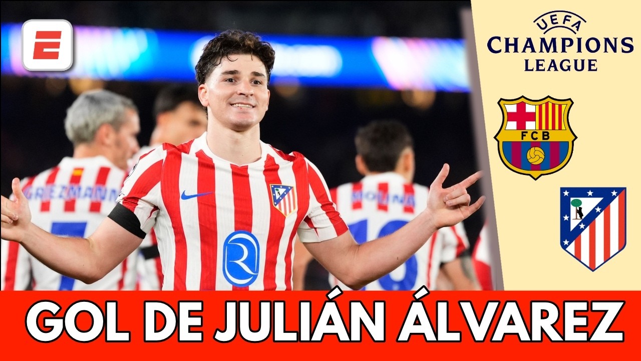 ESPECTACULAR GOLAZO de JULIÁN ÁLVAREZ y ATLÉTICO MADRID se pone arriba 1-0 vs BARCELONA | Champions