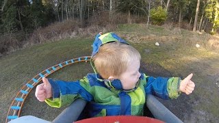 Back Yard Roller Coaster - Wyatt&#39;s First Ride