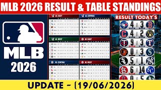 MLB 2026 - Results & Table Standings | Major League Baseball 2026 | Update - (19/06/2026)