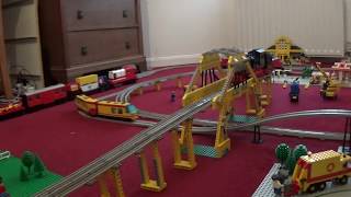 YouTube thumbnail: Vintage Lego Train Layout #1: Yellow Monorail And Trains In Motion!