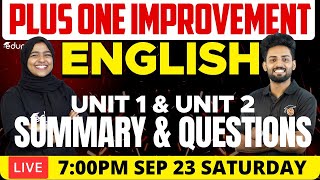 Plus One Improvement Exam - English - Unit 1 & Unit 2 | Summary & Questions | Eduport Plus Two