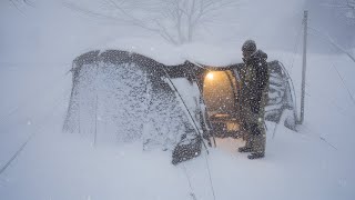 Solo Winter Camping in Heavy Snowfall – Peaceful, Cold & Beautiful Wilderness