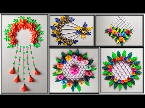 5 Beautiful Paper Flower Wall Hanging | Easy Wall Decoration Ideas | DIY Wall Decor |