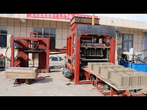 QT4 15 automatic concrete hollow block making machine with automatic pallet feeding machine