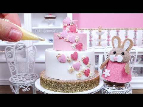 Miniature Edible Love Heart Pink Chocolate Cake - Mini Food ASMR